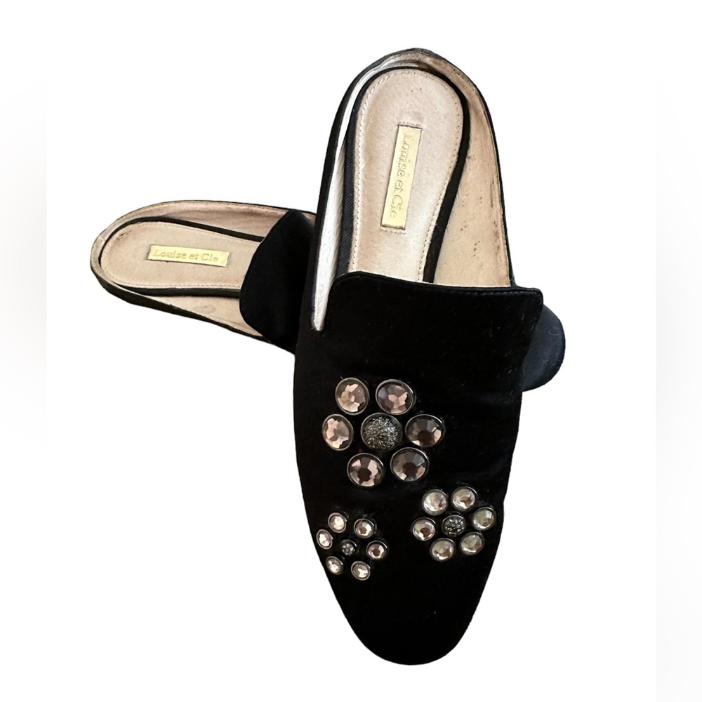 Louise et Cie Mule in black satin fabric